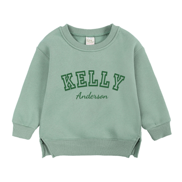 Personalized Kid Puff Vinyl Name Crewneck Sweatshirt | insweatshirt58