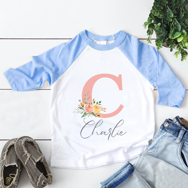 Personalized Kid Cozy Soft Floral Initial Sweatshirt | inSweatshirt59