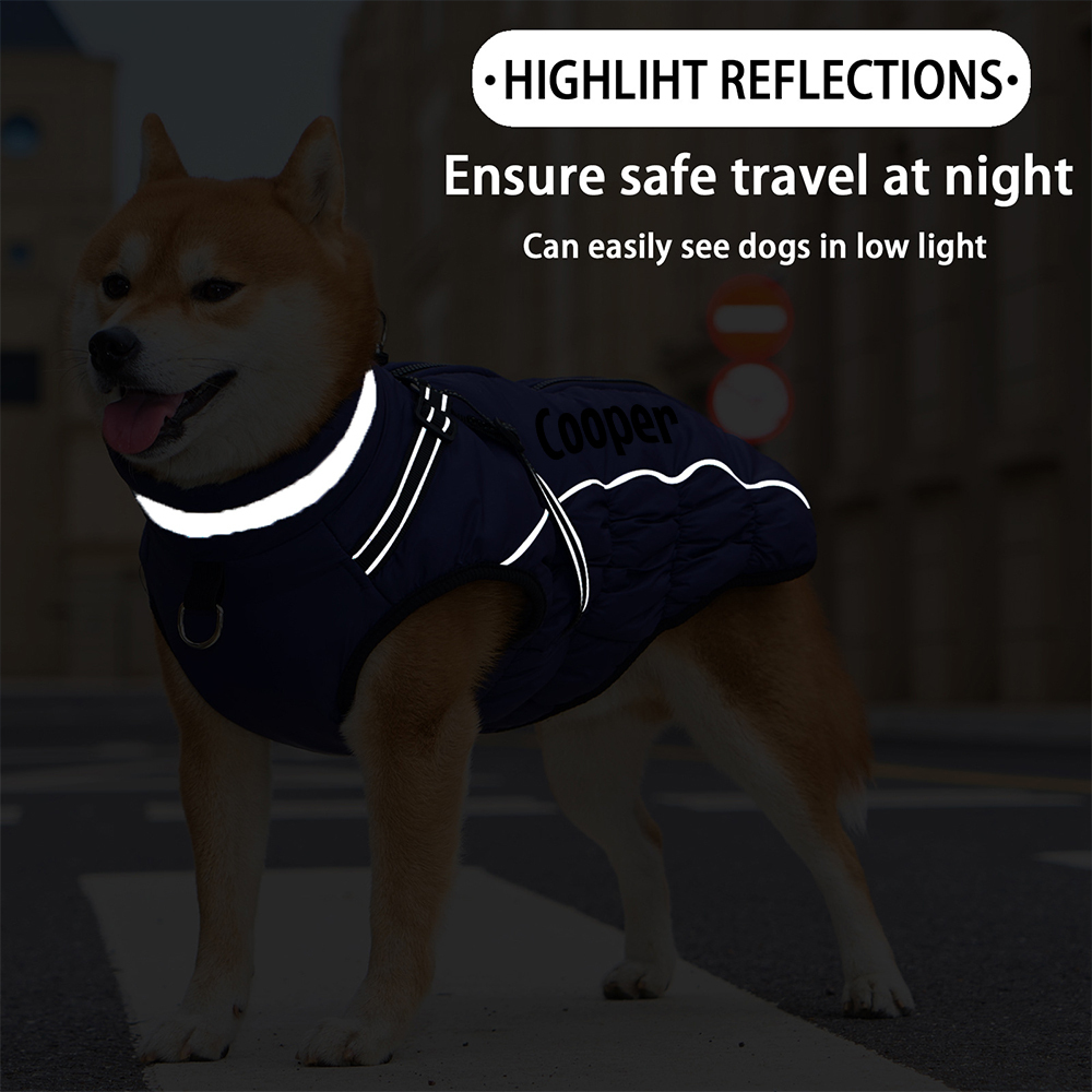 Personalized Pet Winter Warm Windproof Puffer Night-reflective suspender Jacket | BKPet266