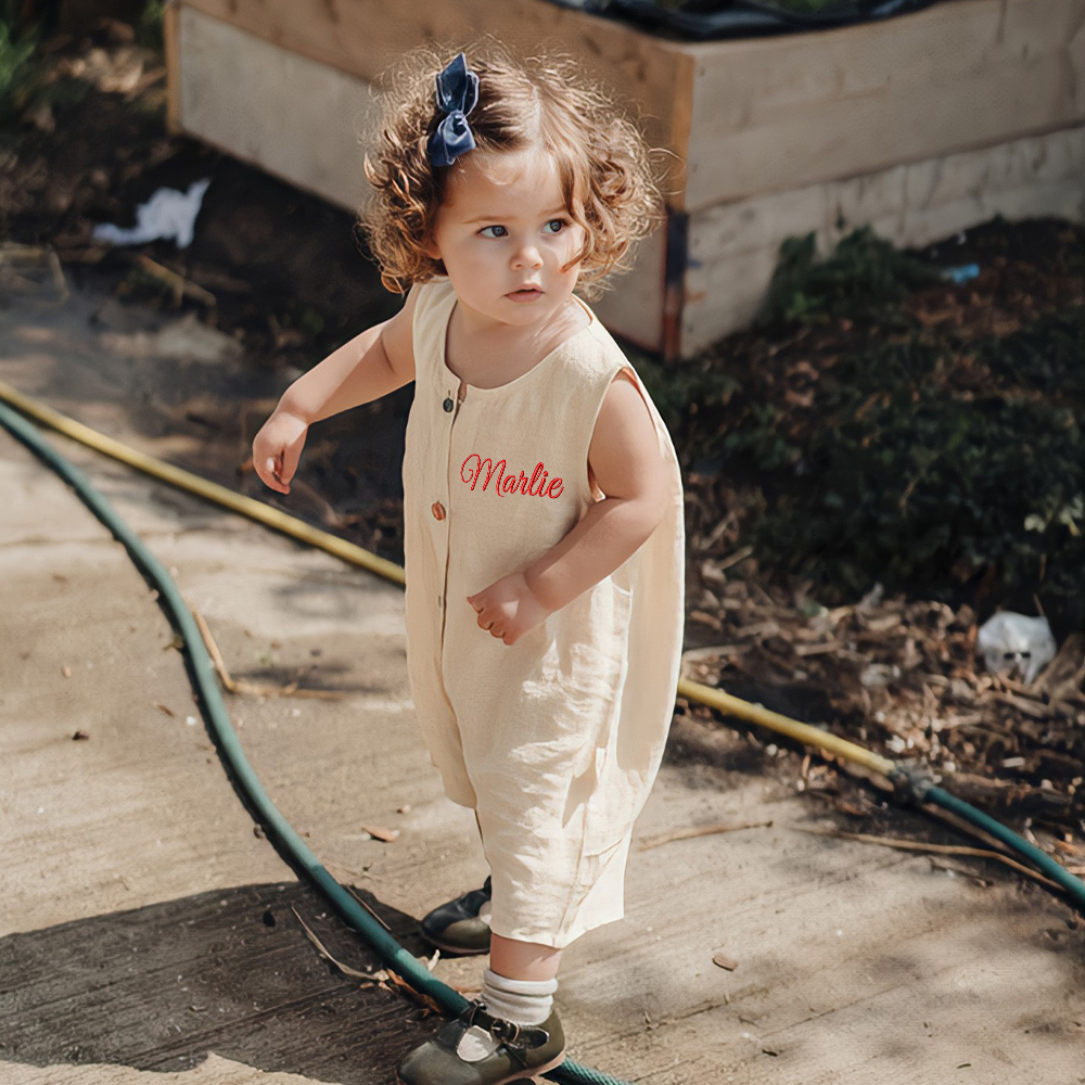 Personalized Embroidery Baby Cotton Muslin Romper | inRomper29