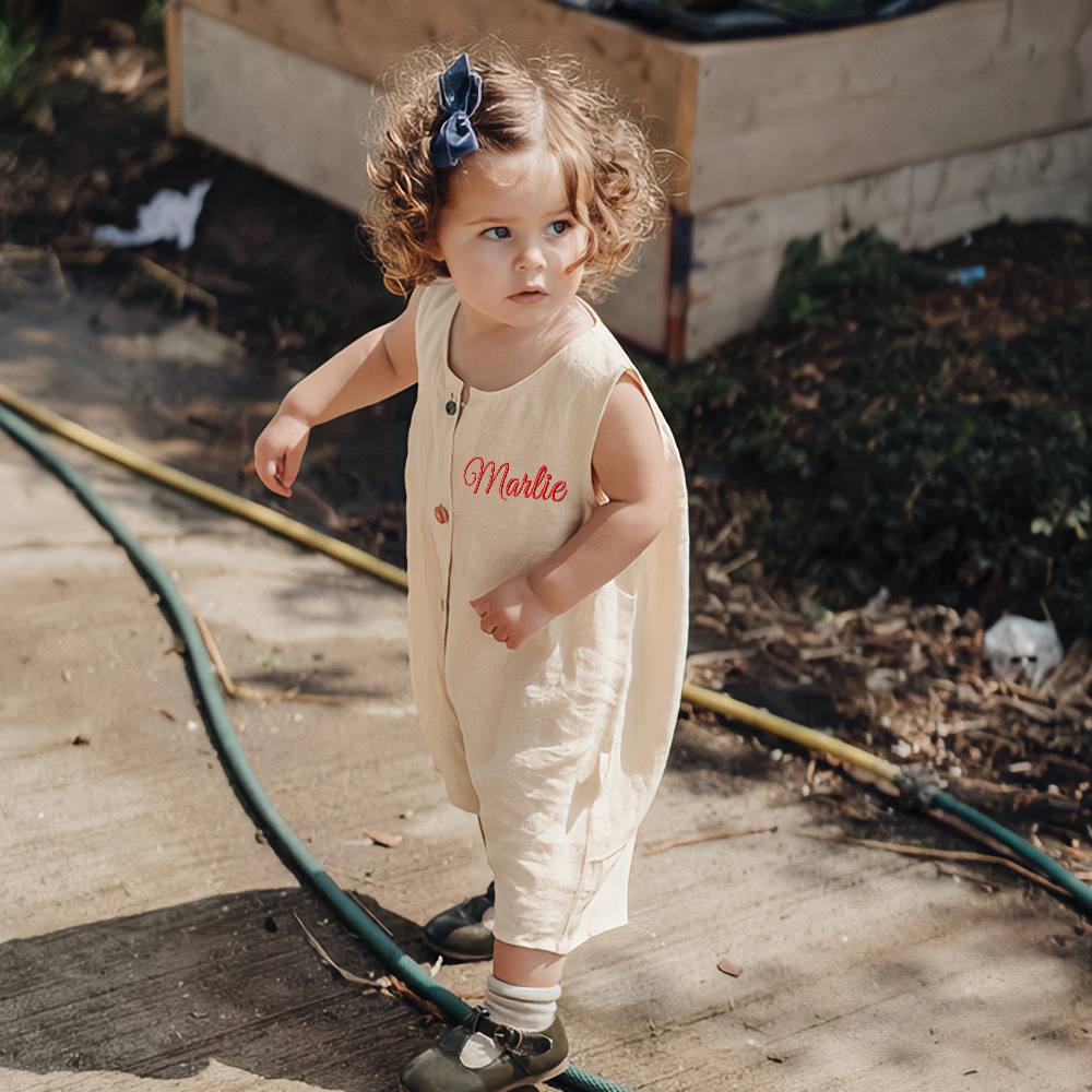 Personalized Embroidery Baby Cotton Muslin Romper | inRomper29