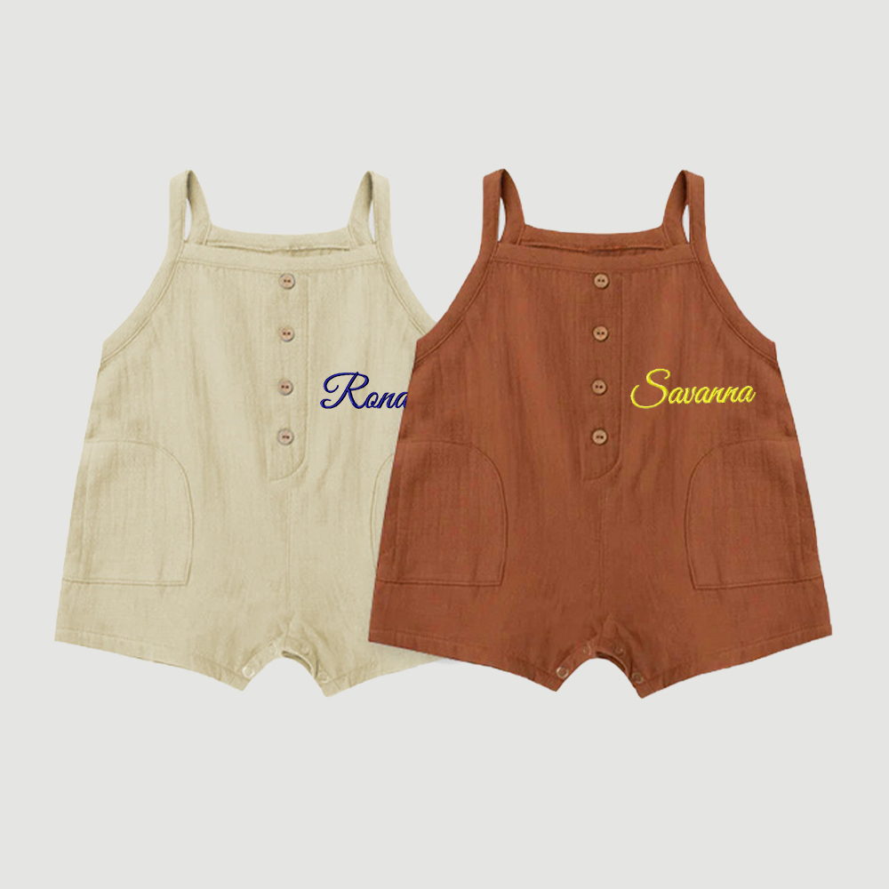 Personalized Embroidery Baby Cotton Muslin Romper | inRomper33