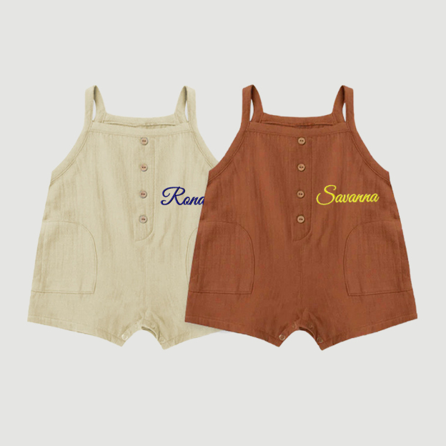Personalized Embroidery Baby Cotton Muslin Romper | inRomper33