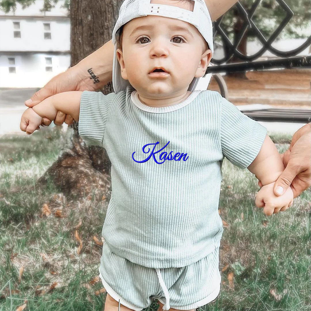 Personalized Embroidery Baby Cotton Cozy Soft Colourful Outfit Set | inSet45