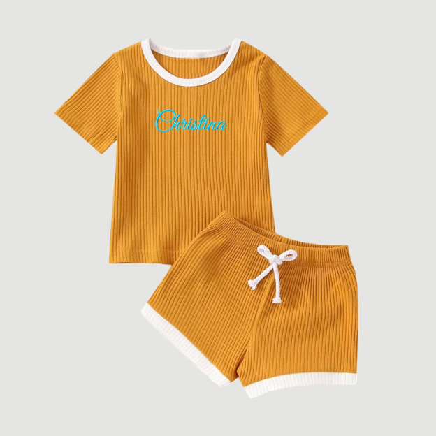 Personalized Embroidery Baby Cotton Cozy Soft Colourful Outfit Set | inSet45