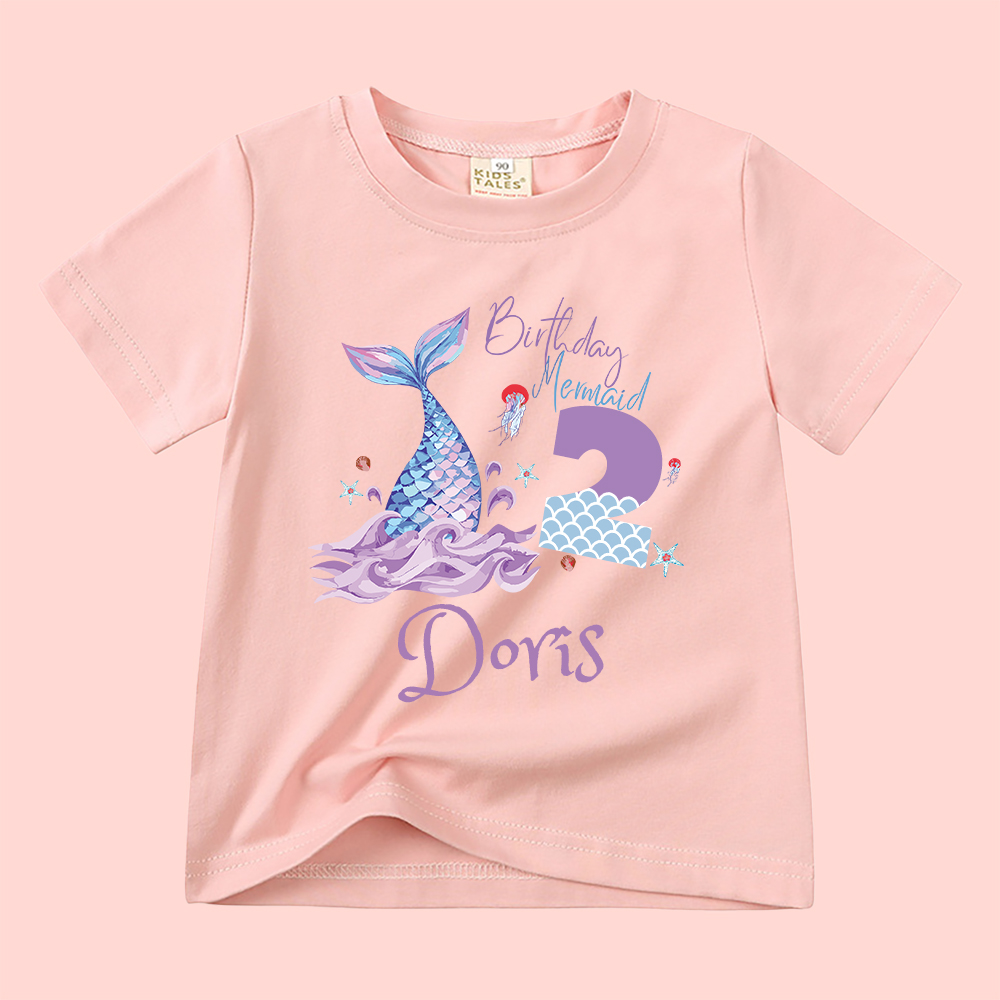 Personalized Girls Lovely Mermaid Birthday T-Shirt | inTee15