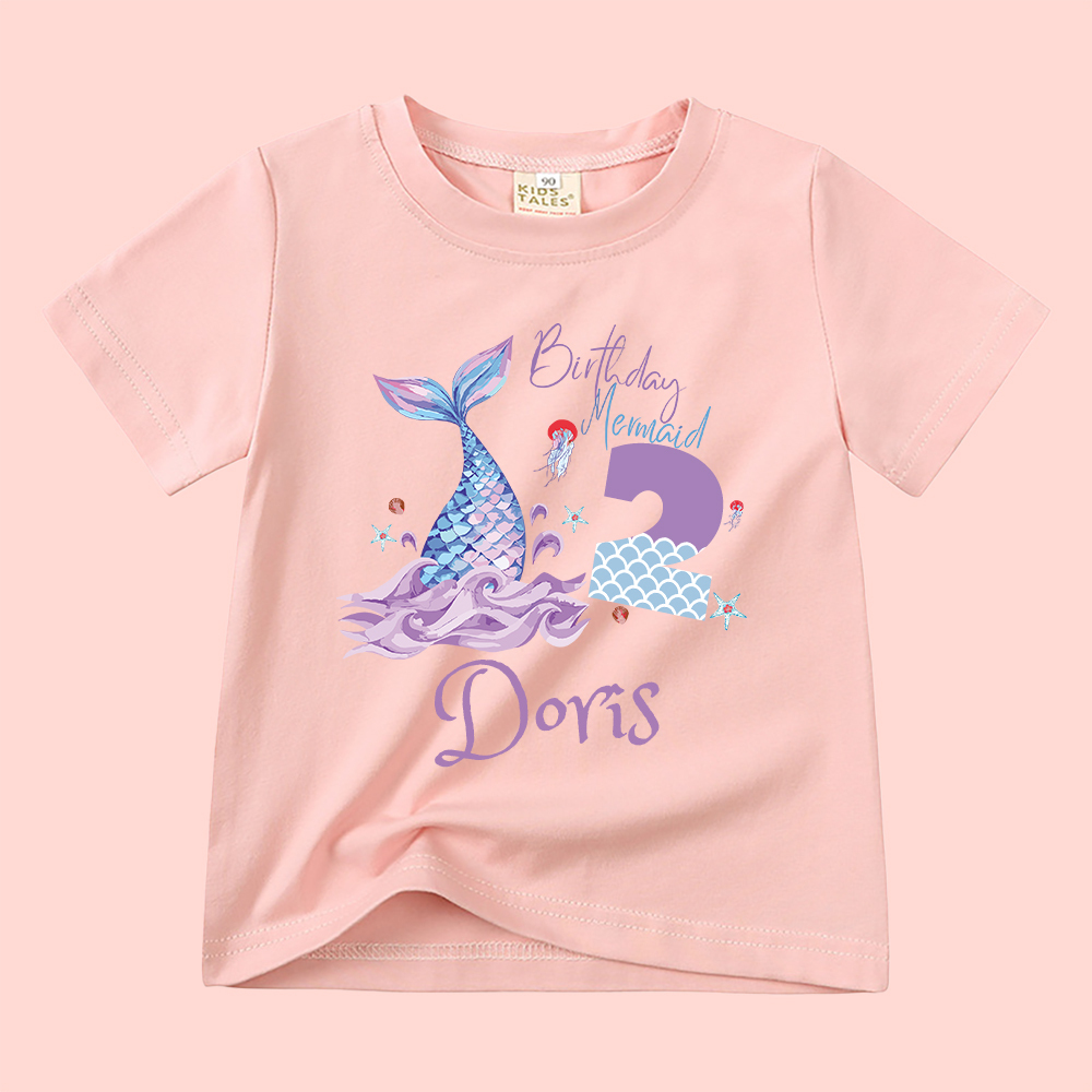Personalized Girls Lovely Mermaid Birthday T-Shirt | inTee15
