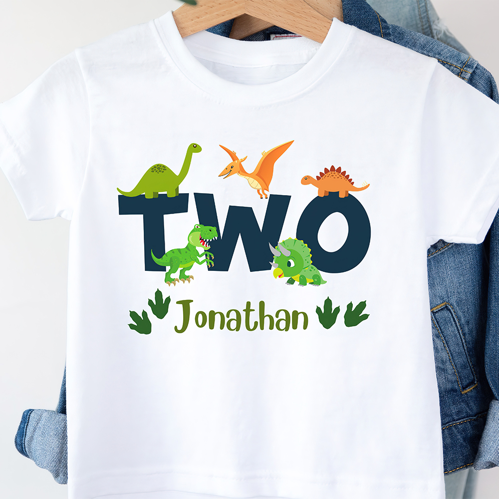 Personalized Kid Jurassic Dinosaur Party Birthday T-Shirt | inTee18