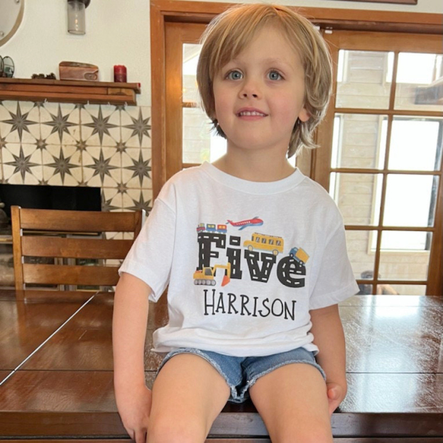 Personalized Kid Transportation Vehicle Party Birthday T-Shirt | inTee16