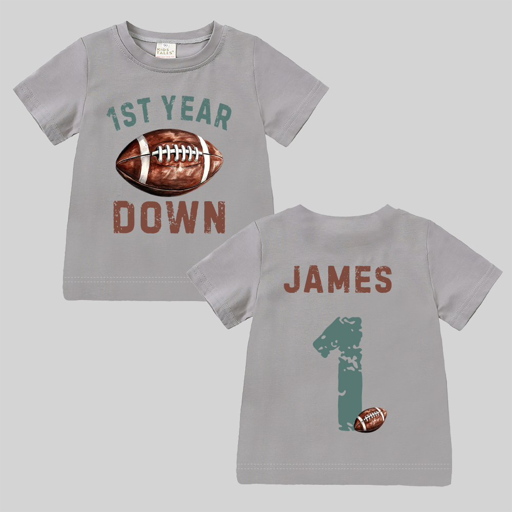 Personalized First Year Down Football Birthday T-Shirt | inBirth20