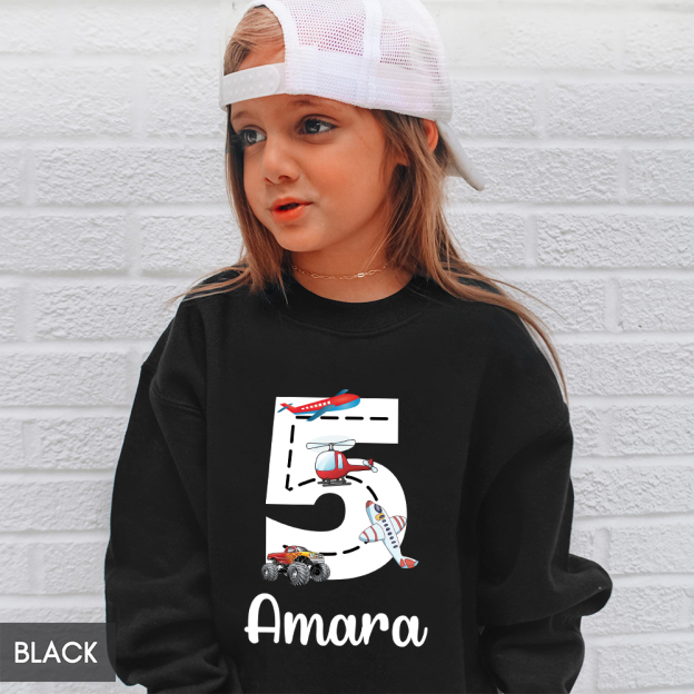 Personalized Kid Transportation Vehicle Party Birthday Sweatshirt | inSweatshirt75