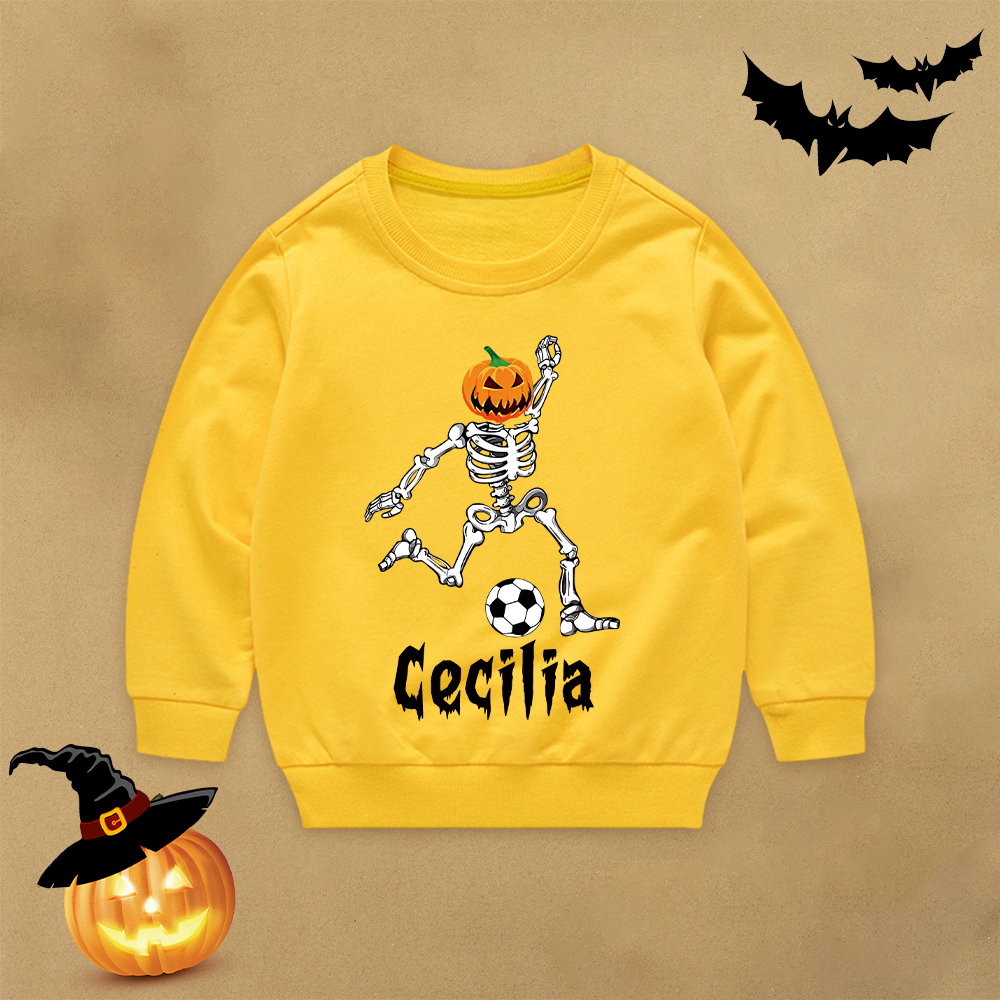 Personalized Kid Halloween Skeleton Party Sweatshirt | inSweatshirt76