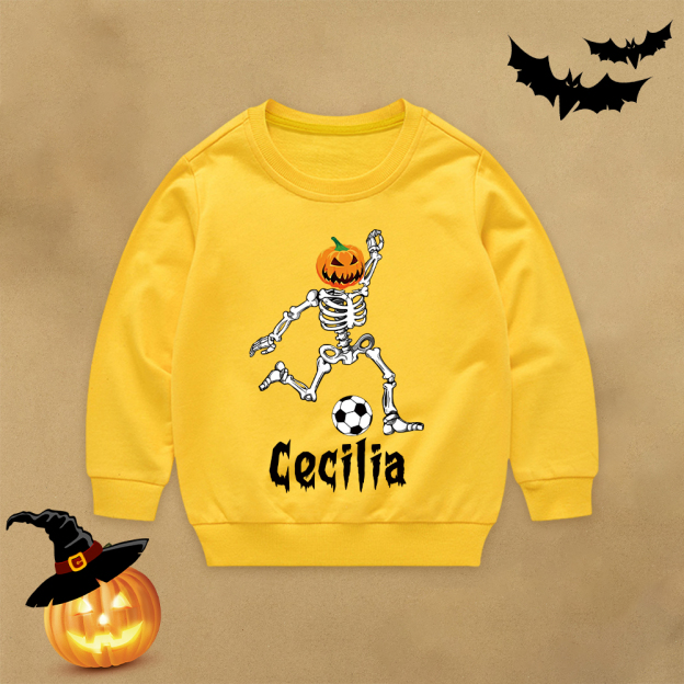 Personalized Kid Halloween Skeleton Party Sweatshirt | inSweatshirt76