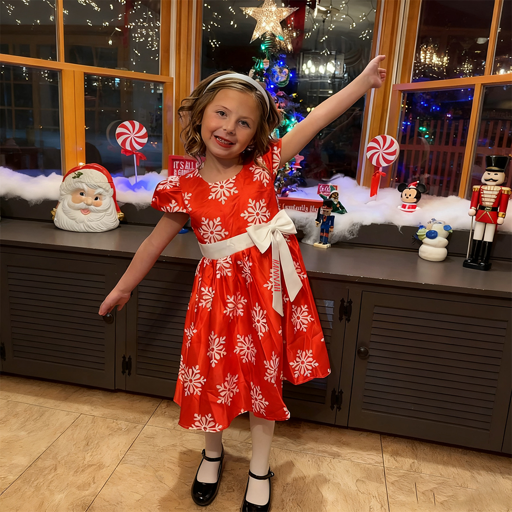 Personalized Girls Christmas Snowflake Princess Dress | inDress01