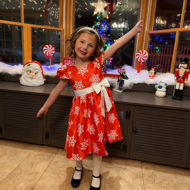 Personalized Girls Christmas Snowflake Princess Dress | inDress01