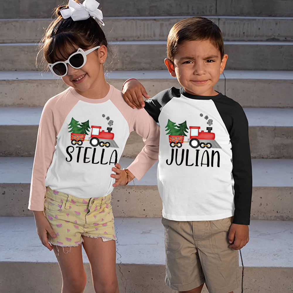 Personalized Kid Cozy Christmas Train Sweatshirt | inSweatshirt86