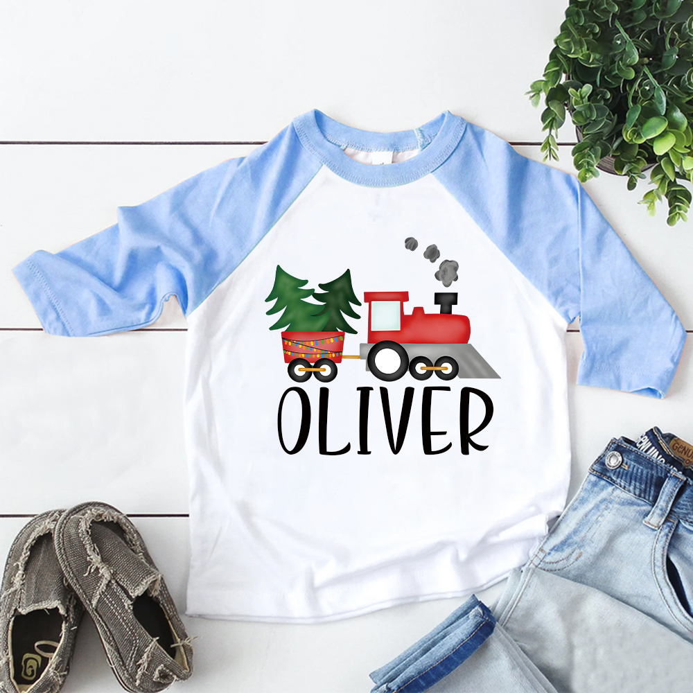 Personalized Kid Cozy Christmas Train Sweatshirt | inSweatshirt86
