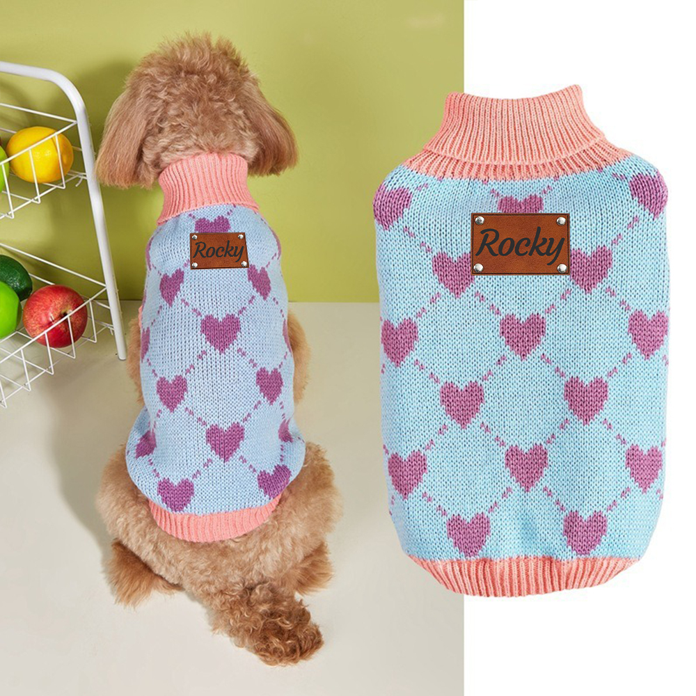 Personalized Heart Pattern Pet Sweater | inCloth05