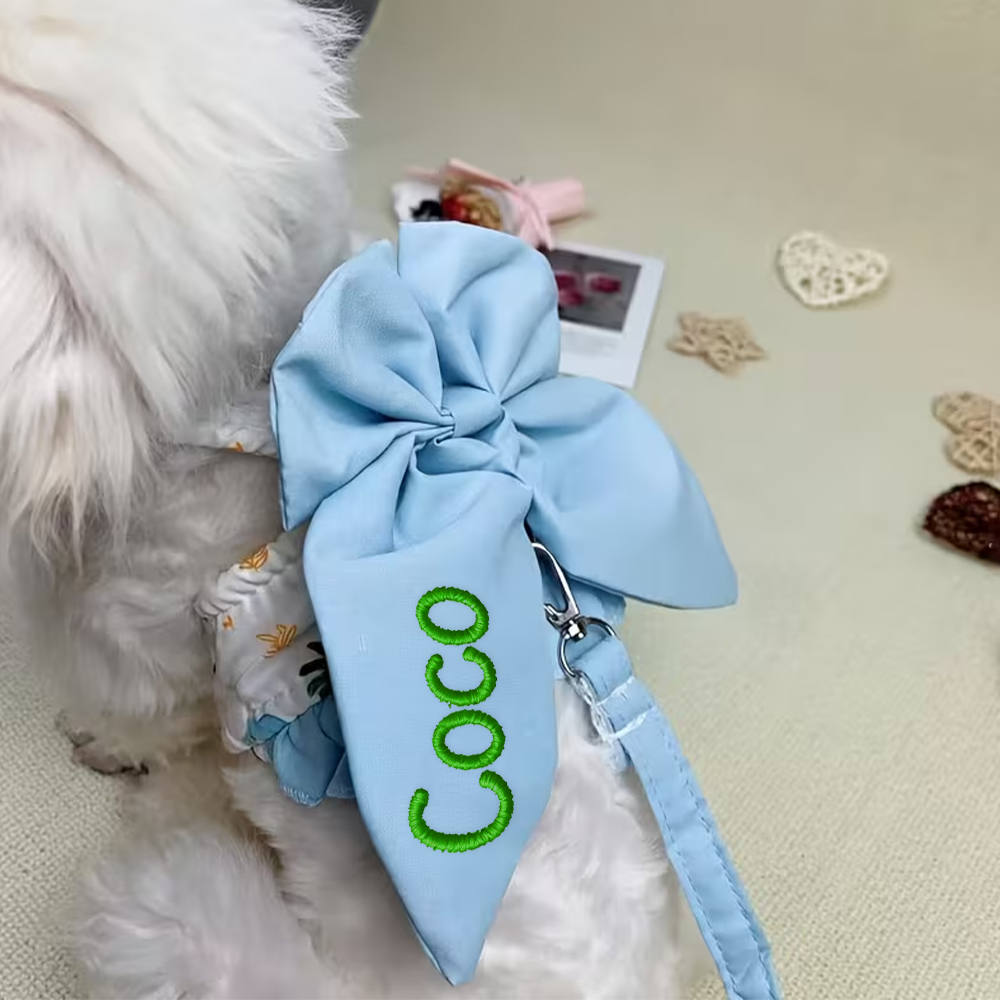 Personalized Embroidered Name Pet Floral Harness | inAccs08