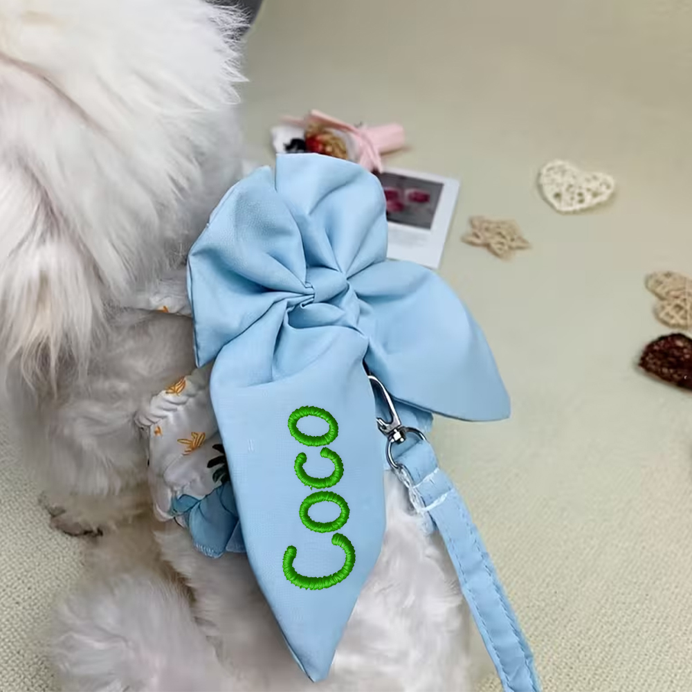 Personalized Embroidered Name Pet Floral Harness | inAccs08
