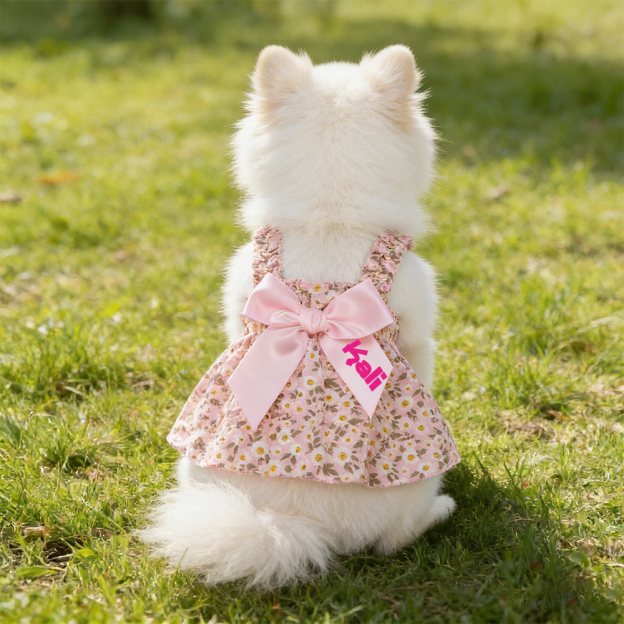 Personalized Floral Bowknot Pet Dress | inCloth12