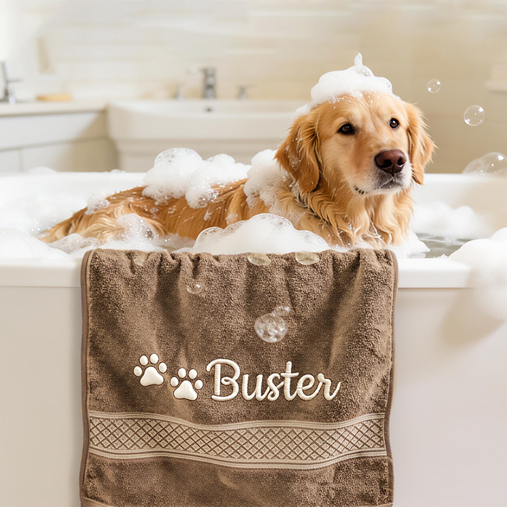 Personalized Embroidered Name Pet Bath Towel | inBlanket01