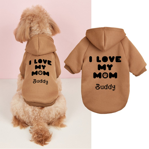Personalized Name I Love Mom Pet Hoodie | inCloth25