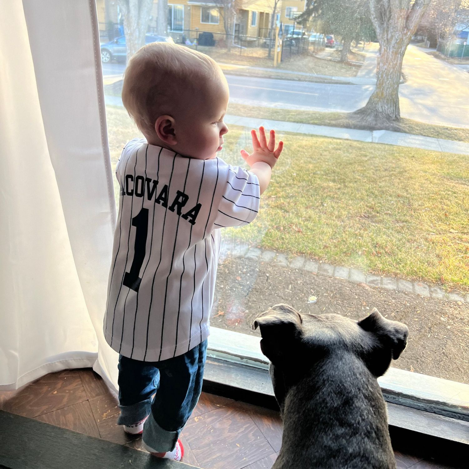 Personalized Pinstripe Button Down Baseball Jersey | CWBaby72