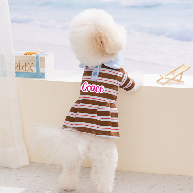Personalized Name Summer Pet Striped Derss | inCloth48