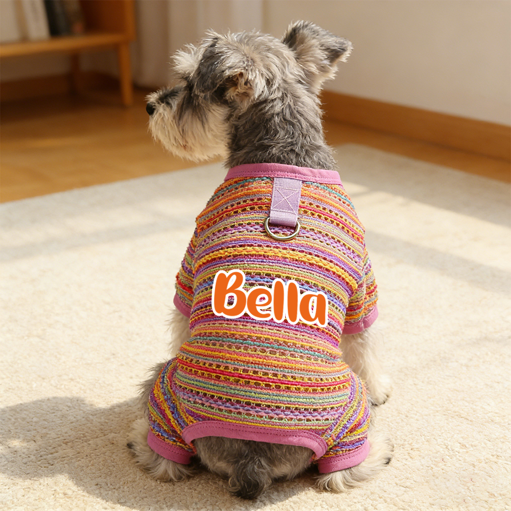 Personalized Name Striped Dog Jumpsuit | inCloth47