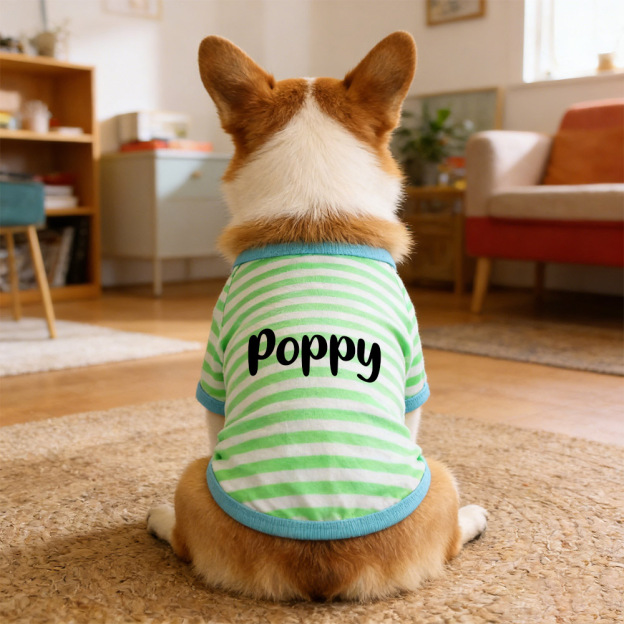 Personalized Name Summer Striped Pet T-Shirt | inCloth76
