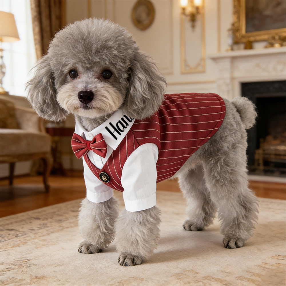 Personalized Name Pet Tuxedo with Bow Tie | inCloth80