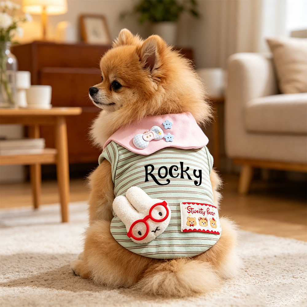 Personalized Name Striped Pet T-Shirt | inCloth91