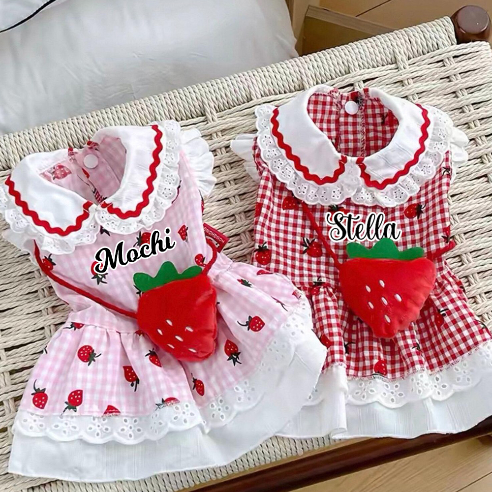 Personalized Name Strawberry Princess Pet Dress | inCloth93