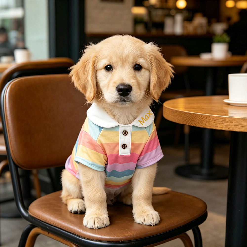 Personalized Pet Rainbow Striped Polo Shirt | inCloth106