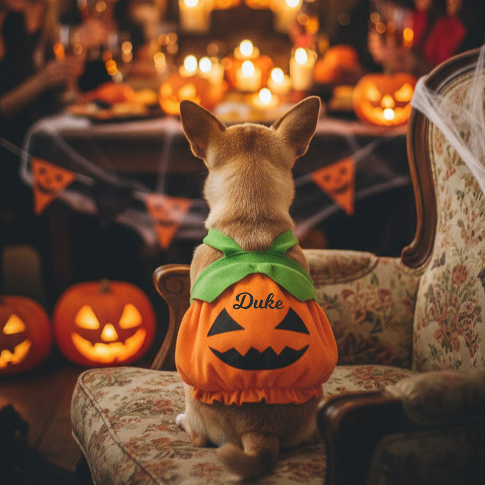 Personalized Pet Halloween Pumpkin Pinafore Dress | inCloth112