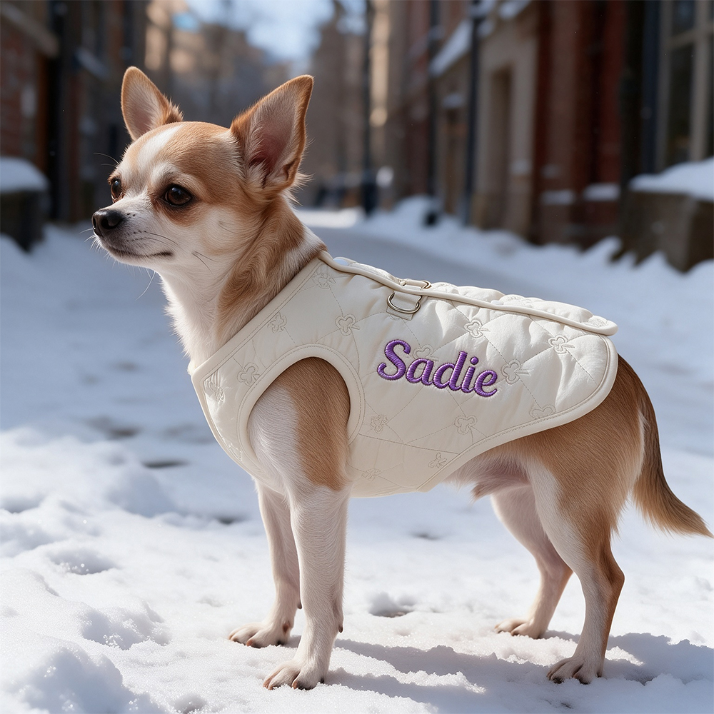 Personalized Embroidered Name Quilted Warm Pet Vest | incloth133