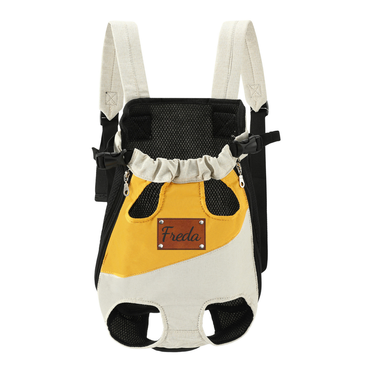 Personalized Leather Patch Name Pet Carrier Backpack | KKPet177