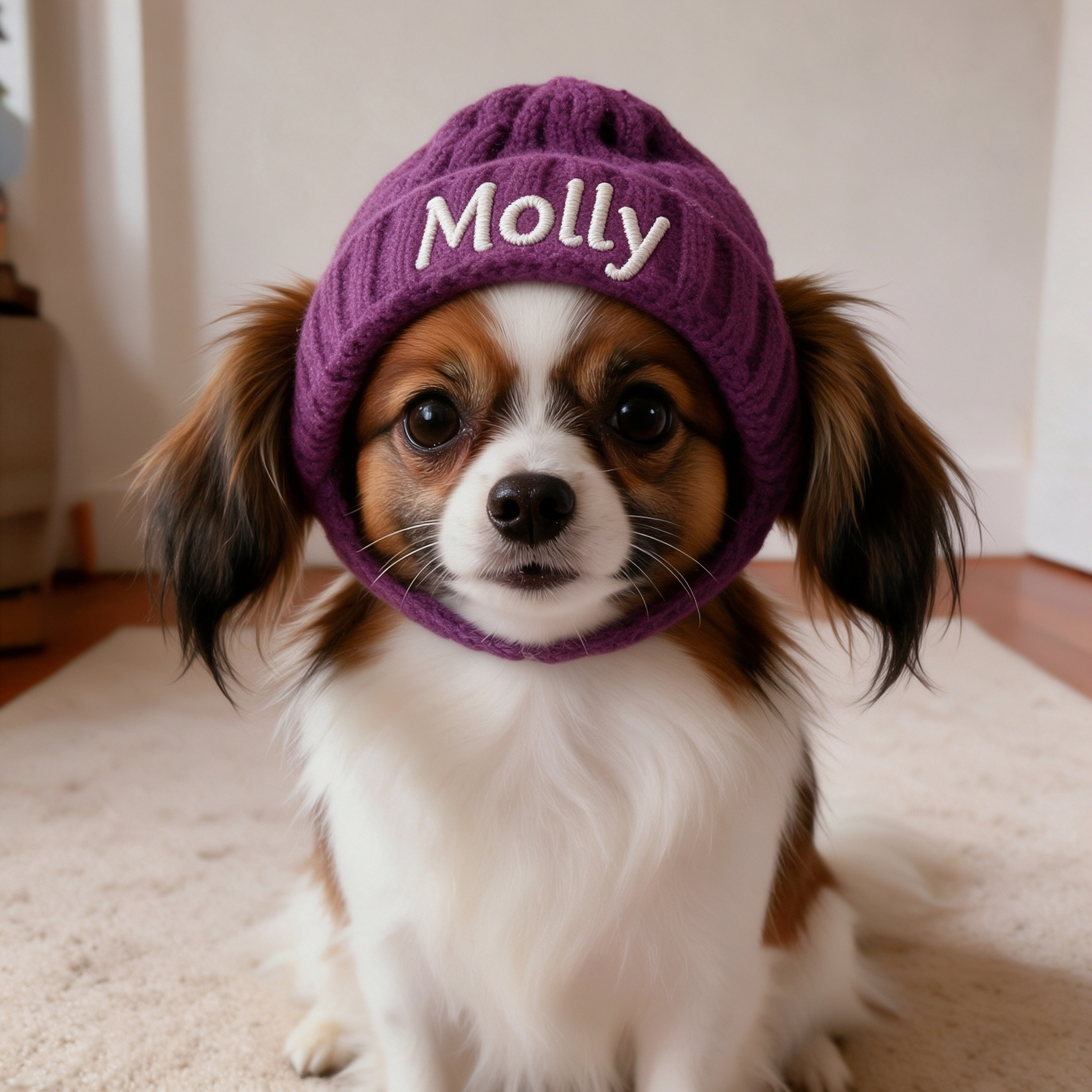 Personalized Embroidered Name Dog Winter Beanie with Ear Holes | inHat07