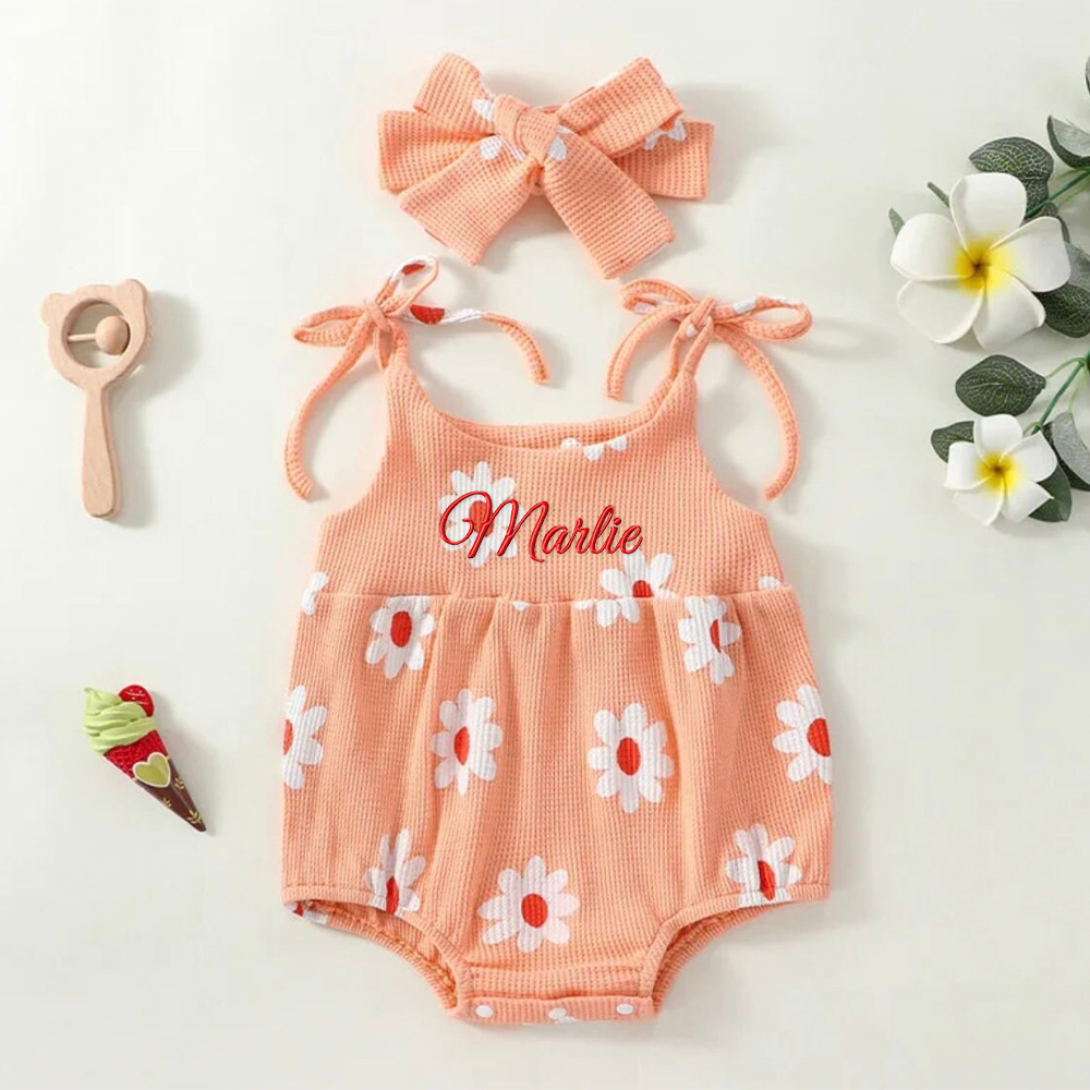 Personalized Embroidery Baby Cozy Soft Flower Design Outfit | inRomper26
