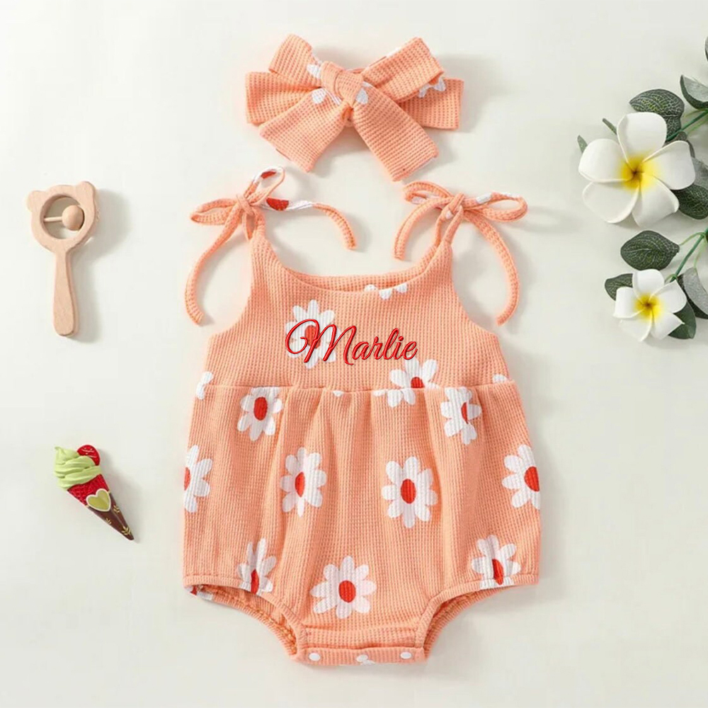 Personalized Embroidery Baby Cozy Soft Flower Design Outfit | inRomper26