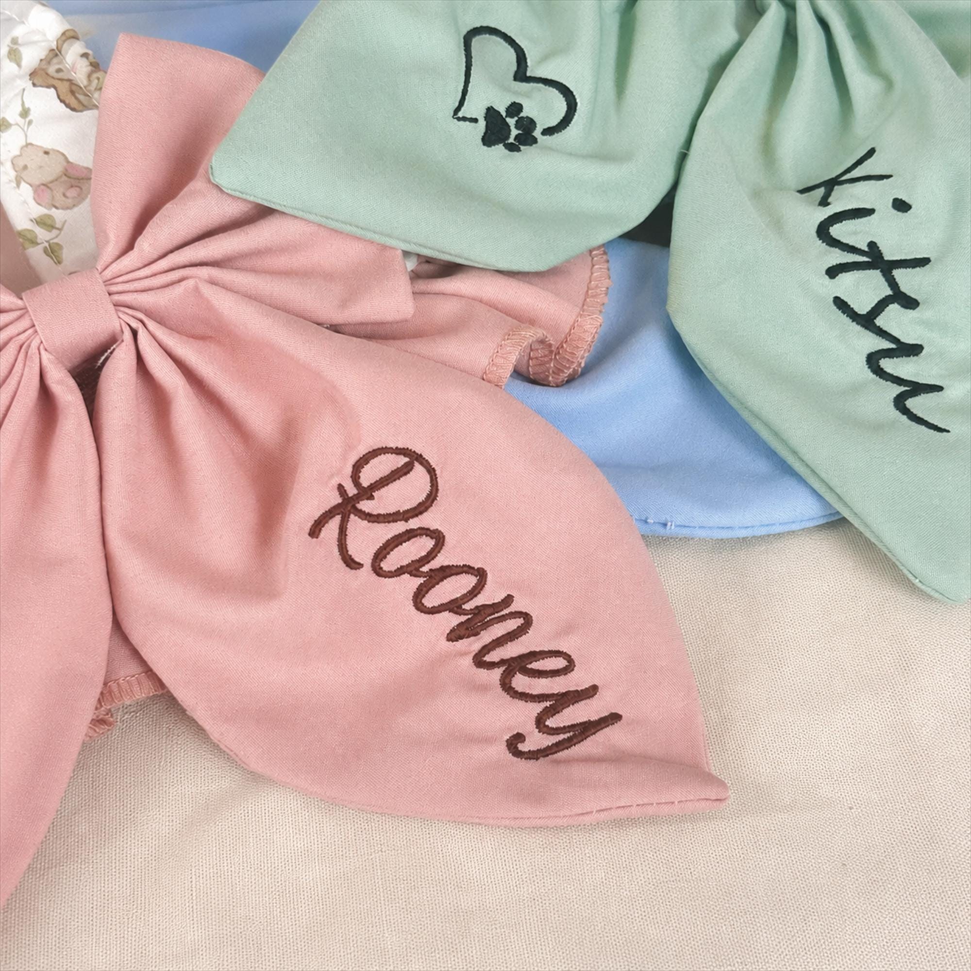 Personalized Name Embroidered Pet Bowknot Chest Harness Leash | inAccs63