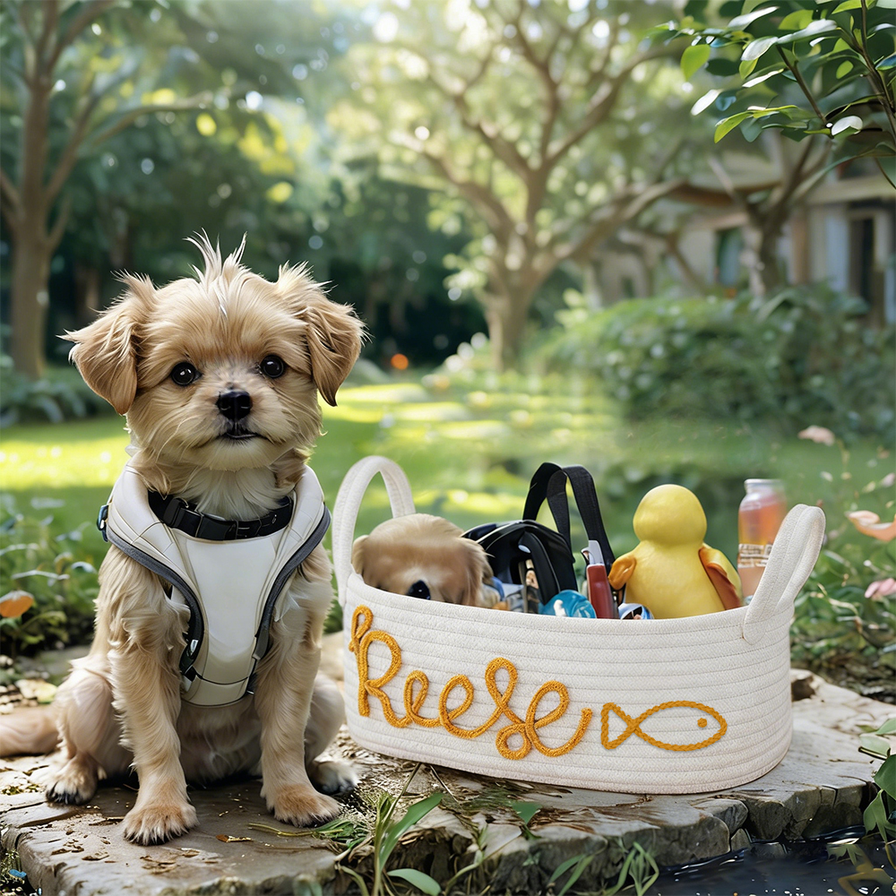 Personalized Handmade Embroidered Pet Storage Basket | inToy03