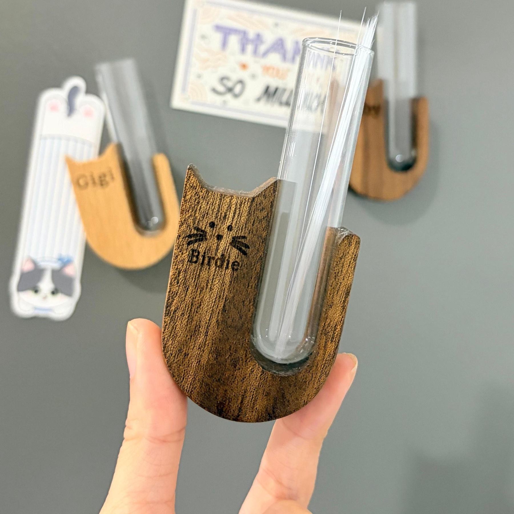 Personalized Wooden Cat Whisker Magnetic Holder | inAccs17