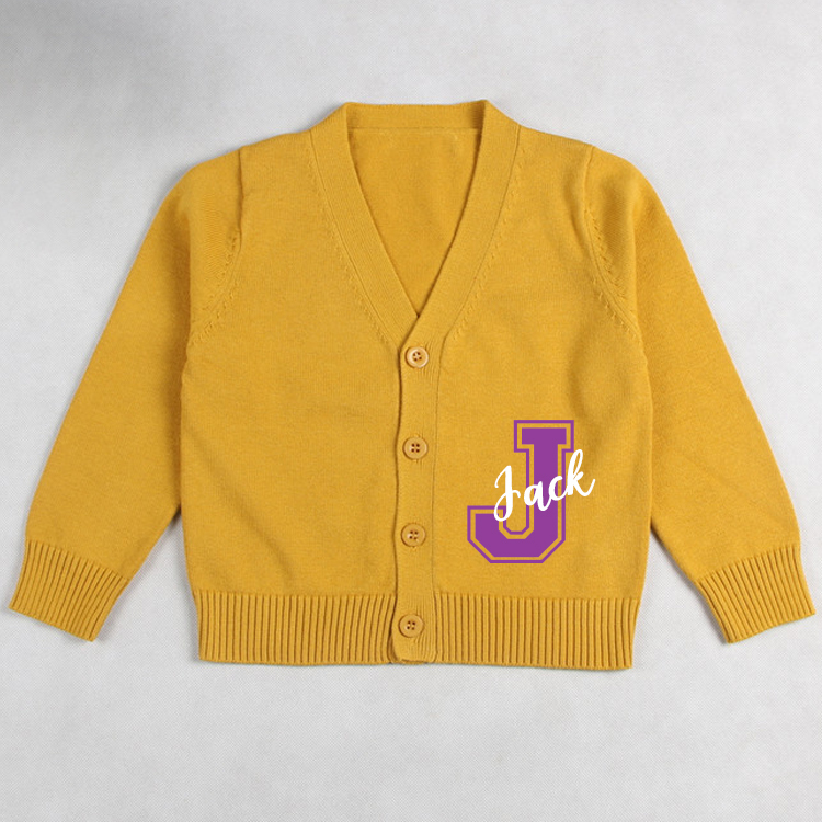 Personalized Color Kids Button Cardigan | inSweater06