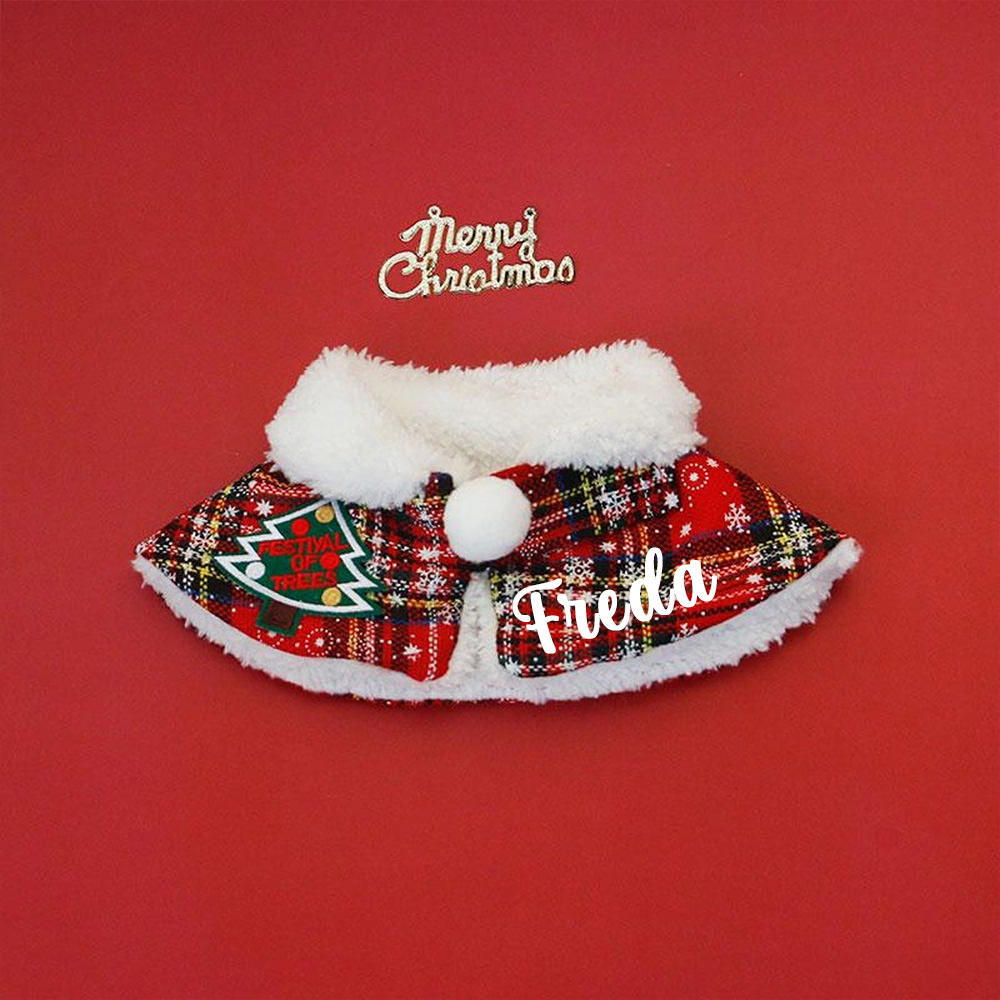 Personalized Christmas Pet Scarf with Plush Collar | KKPet315