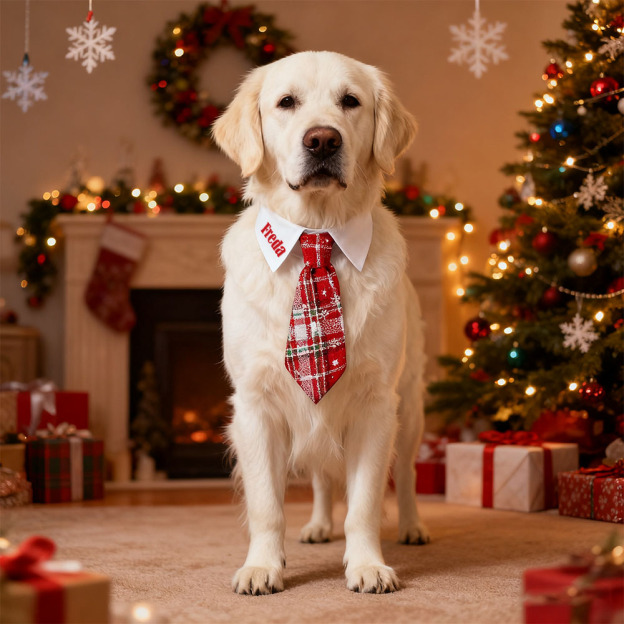 Personalized Name Christmas Pet Tie | KKPet327