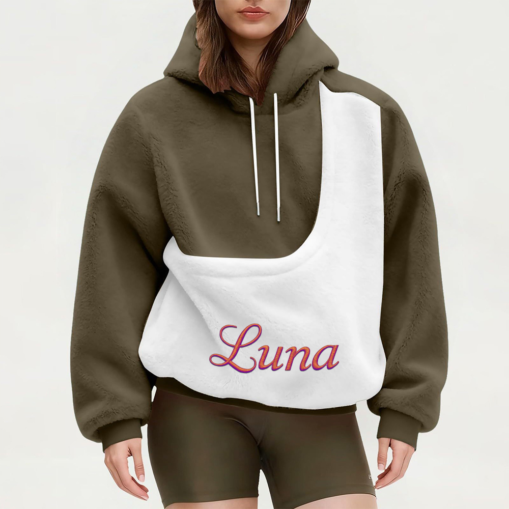 Personalized Embroidered Name Cozy Pet Carrier Fleece Hoodie | KKCloth333