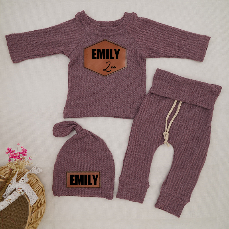 Personalized Baby Cozy Waffle Knit Pajama Set | inSet39