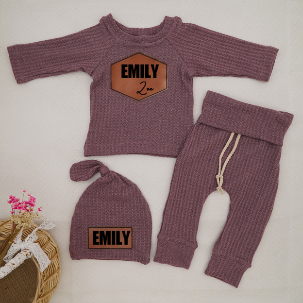 Personalized Baby Cozy Waffle Knit Pajama Set | inSet39
